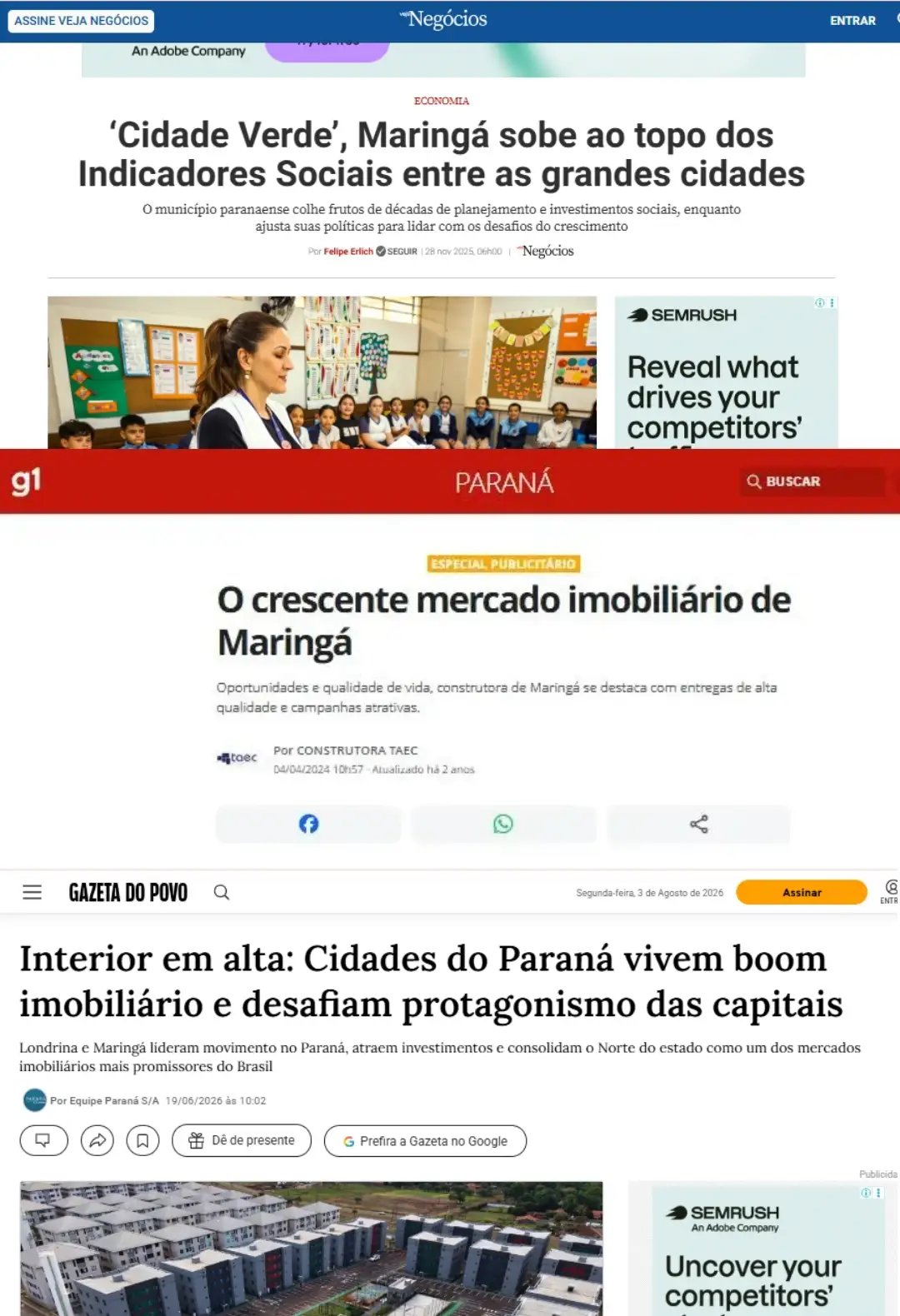 Mercado imobiliário na Zona 7